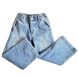 H&M Kids 5T Jeans Wide Leg Light Wash Elastic Waist 100% Cotton Girl Boy Denim